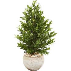 Nearly Natural 3 Olive Cone Topiary Artificial Tree Stone Planter UV 9320
