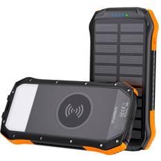 Power bank Batterier & Ladere Choetech Solar power bank with inductive charging 20000mAh PD 20W QC 18W Qi 10W B657 20000 mAh Powerbank, Orange