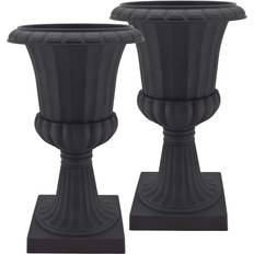 Arcadia Garden Products 10x17 Deluxe Pedestal Urn Planter Black