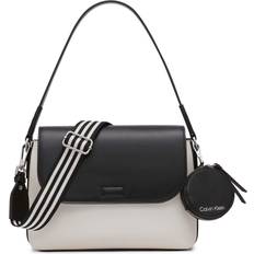 Calvin Klein Crossbody Bags Calvin Klein Millie Small Convertible Shoulder Bag with Striped Crossbody Strap White/Black
