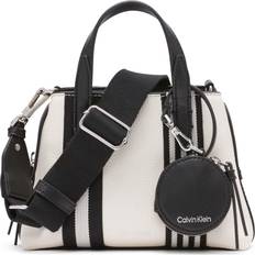 Calvin Klein Crossbody Bags Calvin Klein Millie Triple Compartment Striped Crossbody with Pouch White/Black
