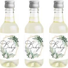 Boho Botanical Baby Mini Wine & Champagne Label Stickers Baby Shower Favor 16 Ct Green