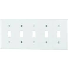 Electrical Installation Materials Leviton White 5-Gang Toggle Wall Plate 1-Pack