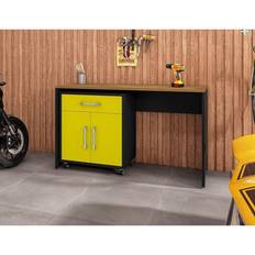 Toy Garage Manhattan Comfort Eiffel Garage Work Station Set of 2 in Matte Black and Yellow