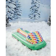 Kid's Rainbow Checkered Racer Inflatable Snow Sled