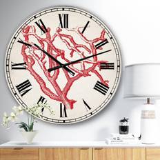 Design Art Red Coral 2 Large Nautical & Coastal 36" Wall Clock