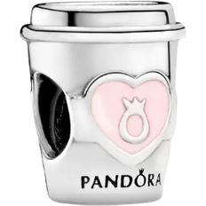 Pandora Take A Break Coffee Cup Charm - Silver/Pink