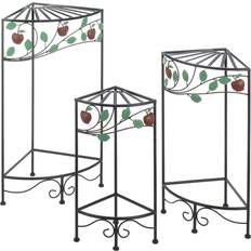Zingz & Thingz Indoor Plant Stands Zingz & Thingz 27.5 in., 23.5 19.5 Country Apple Iron Plant Stand set of 3, Black