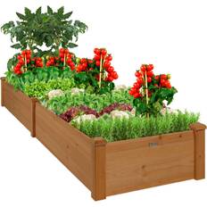 Best Choice Products Pots, Plants & Cultivation Best Choice Products 8x2ft Outdoor Wooden Raised Garden Planter Acorn