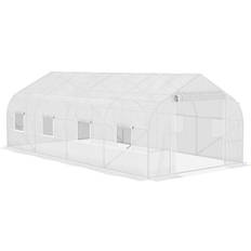 OutSunny Greenhouses OutSunny 20' 7' Tunnel Greenhouse Large Walk-In Warm House Deluxe High GardenHot House with Roll Up Roll Up