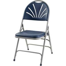 Blue Gaming Chairs National Public Seating Polyfold Fan Back Chair with Triple Brace Double Hinge Navy