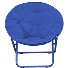Idea Nuova Solid Color Faux Fur Folding Saucer Chair Navy