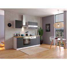 Kompaktküchen Respekta Küchenzeile/Küchenblock KB220WG 220 cm Grau-Weiß