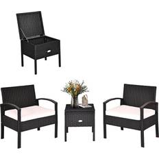 Outdoor storage coffee table Costway 3PC Outdoor Lounge Set
