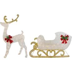 Led reindeer outdoor Northlight 48'' Lighted Glitter Reindeer Sleigh Christmas Lamp