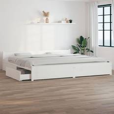 vidaXL white, 180 Bed Frame with Drawers Sängram