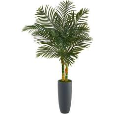 Nearly Natural Faux Trees Green Green Golden Cane Palm Potted Tree