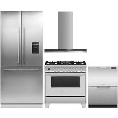 4 Piece Kitchen Appliances Package with RS36A80U1N 36" French Door Refrigerator OR36SCG6X1 36" Dual Fuel Gas Range HC36DTXB2 36" Wall Mount