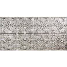 Fasade Wallpaper Fasade Traditional Style/Pattern 2 Decorative Vinyl 2ft x 4ft Glue Up Ceiling Panel in Crosshatch Silver 5 Pack