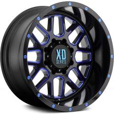 Blue Car Rims XD SERIES BY KMC WHEELS Xd820 Grenade Satin Black Milled with Blue Clear Coat Wheel