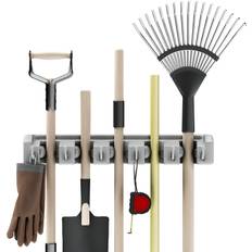 Shovels & Gardening Tools Stalwart Shovel, Rake and Tool Holder with Hooks- Wall Mounted Organizer for -Space Saving Rack