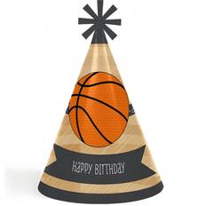 Nothin' but Net Basketball Cone Happy Birthday Party Hats Set of 8 Orange