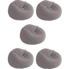Intex Inflatable Contoured Corduroy Beanless Bag Lounge Chair, Gray 5 Pack