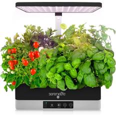 Propagators Sound Around SereneLife Black Smart PC Engineered ABS Herb Garden with Grow Lights Panel