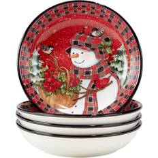 White Soup Bowls Certified International Christmas Lodge Snowman Soup Bowl 4