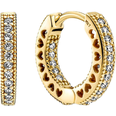 Gold Earrings Pandora Pavé Heart Hoop Earrings - Gold/Transparent