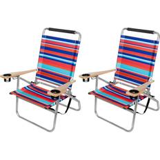 Garden Elements Colorful Foldable Reclining Aluminum Beach Chairs 2-pack