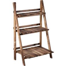 OutSunny Pavilions & Accessories OutSunny 23.75 L 14.2 W H Brown Wood Folding Flower Rack Stand Plant