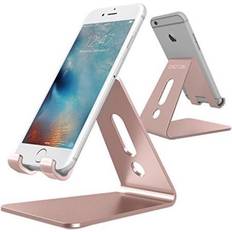 OMOTON updated solid version desktop cell phone stand tablet stand, advanced 4mm thickness aluminum stand holder for mobile phone and tablet up to