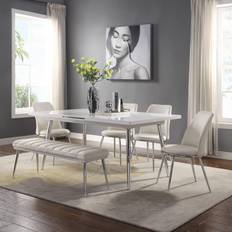 White gloss dining table Acme Furniture Weizor Collection 77150 Dining Table