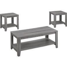 Rectangle Coffee Tables Monarch Specialties Transitional Living Room Grey 17x42" 3pcs