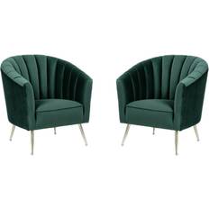 Green Armchairs Manhattan Comfort 2-AC056-GR Rosemont & Gold Velvet Armchair