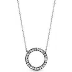 Jewelry Pandora Circle of Sparkle Necklaces - Silver/Transparent