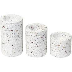 Set Of 3 Terrazzo W/ Multi Colored Chips Candle Holder