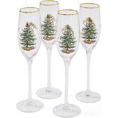 Spode Champagne Glasses Spode Christmas Tree Green Trim Champagne Glass