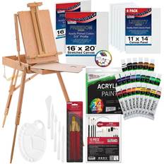 19pc Artist Oil Painting Set, Studio Easel, 12 Paint Colors, Art Canvas,  Brushes