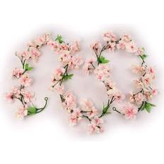 Party Decorations Larksilk 4.5 ft. Artificial Pink Cherry Blossom Flower Garland with 144 Silk Flowers 3 Pack
