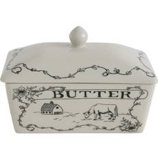 Creative Co-Op Country Style White Butter Dish