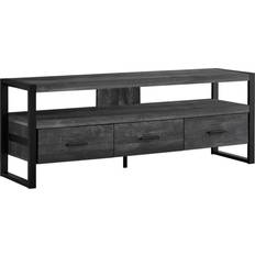 Retractable Drawer TV Benches Monarch Specialties I 2823 Black Reclaimed Wood Look 59x21.8"