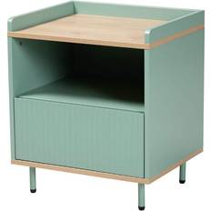 Shelves Bedside Tables Baxton Studio Tavita Brown/Mint Green 15.7x18.9"