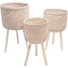 Living Set of 3 Bamboo Weave on Stand