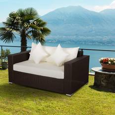 Synthetic Rattan Outdoor Sofas & Benches OutSunny PE All-Weather Loveseat Couch 2 Outdoor Sofa