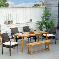 Patio Dining Sets OutSunny Armrests Patio Dining Set