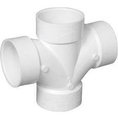 Charlotte Pipe 2 in. DWV PVC Double Sanitary Tee Fitting, White