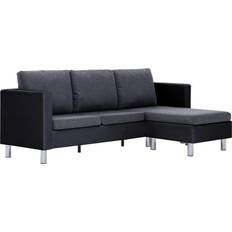 vidaXL 3-Seater With Cusions Black 74" 3 Seater