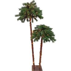 Northlight 6ft Lighted Artificial Tropical Palm Duo, Clear Lights Christmas Tree